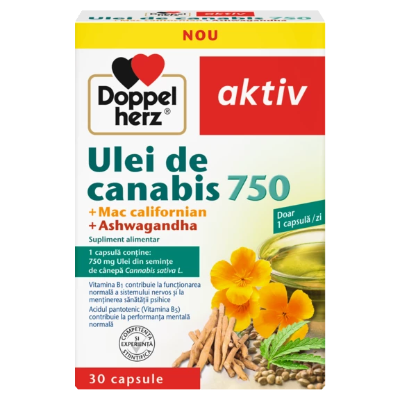 Illustration of the product packaging Doppelherz aktiv Ulei de Canabis 750 front view
